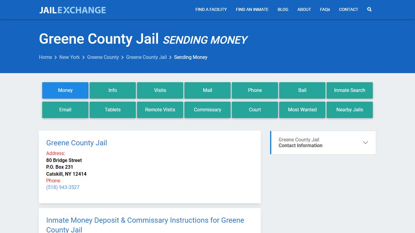 Send Money to Inmate - Greene County Jail, NY - Jail Exchange